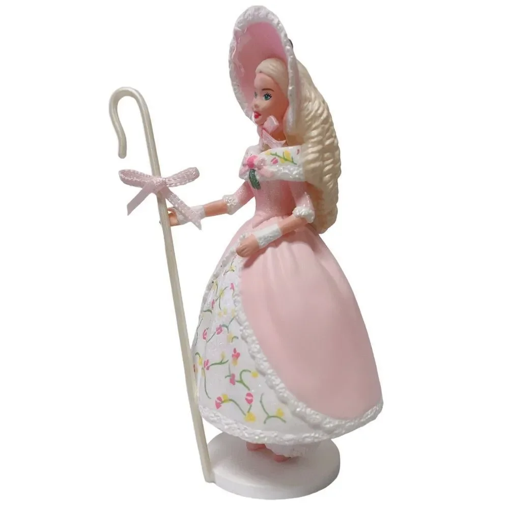 BARBIE Little Bo Peep Doll Hallmark Ornament Christmas Pink Dress Hat Staff 1998